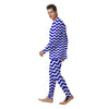 Navy Wave Striped Print Men's Pajamas-grizzshop