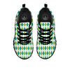 Navy White And Green Argyle Print Pattern Black Sneaker-grizzshop