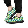 Navy White And Green Argyle Print Pattern Black Sneaker-grizzshop