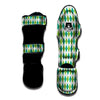 Navy White And Green Argyle Print Pattern Muay Thai Shin Guards-grizzshop