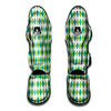 Navy White And Green Argyle Print Pattern Muay Thai Shin Guards-grizzshop