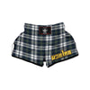 Navy White And Green Plaid Print Pattern Muay Thai Boxing Shorts-grizzshop