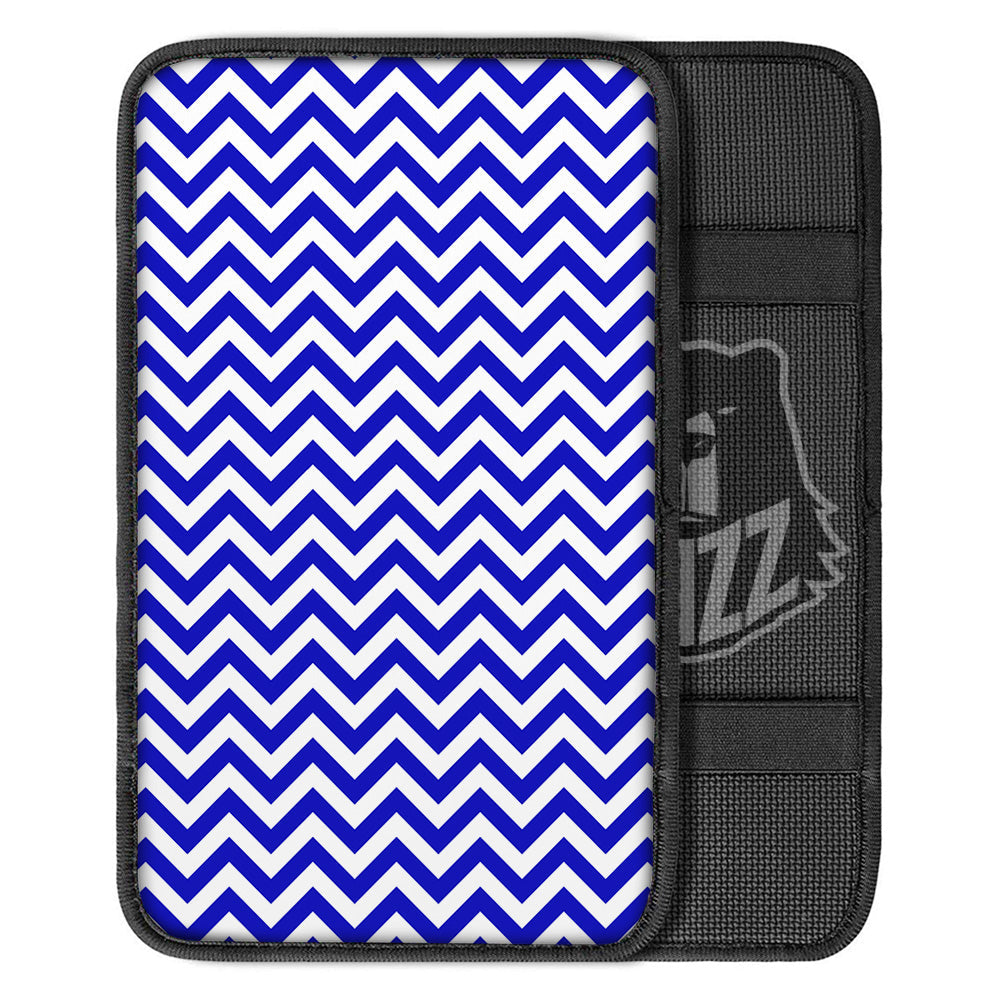 Navy Zigzag Print Pattern Car Center Console Cover-grizzshop