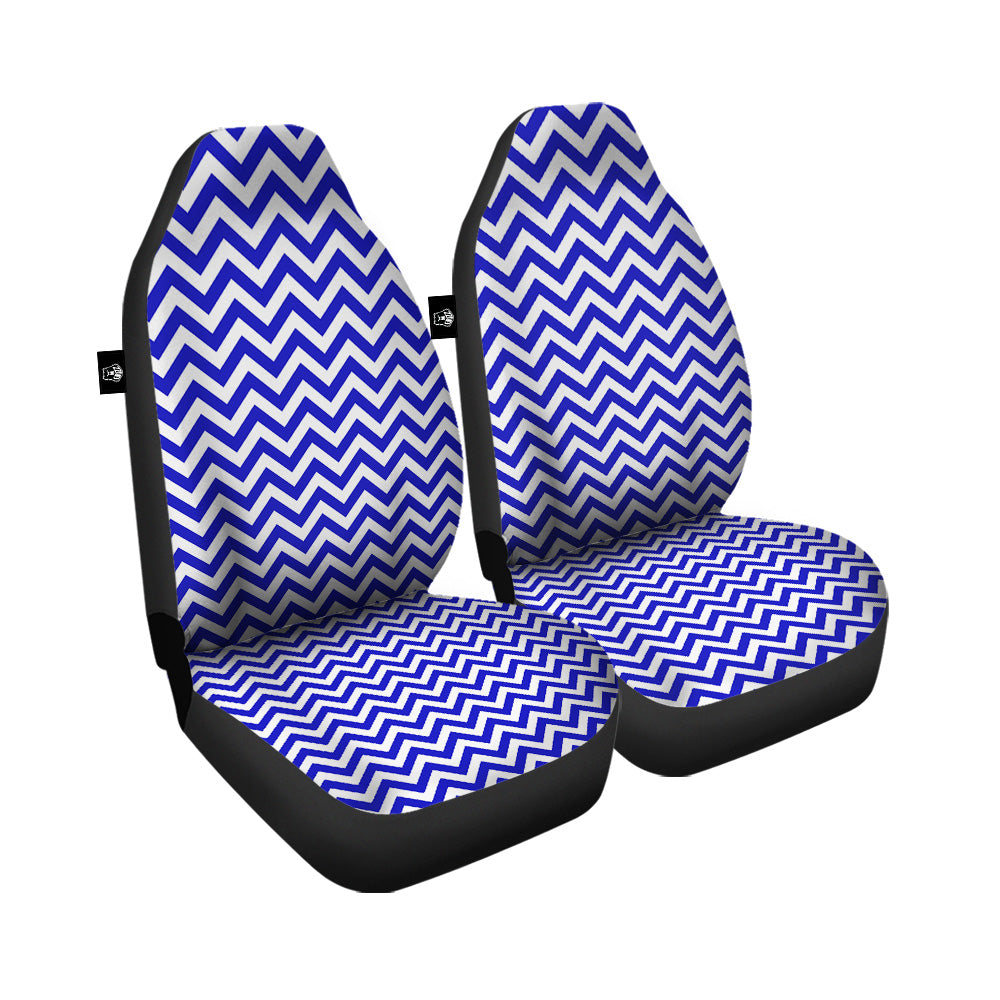 Navy Zigzag Print Pattern Car Seat Covers-grizzshop