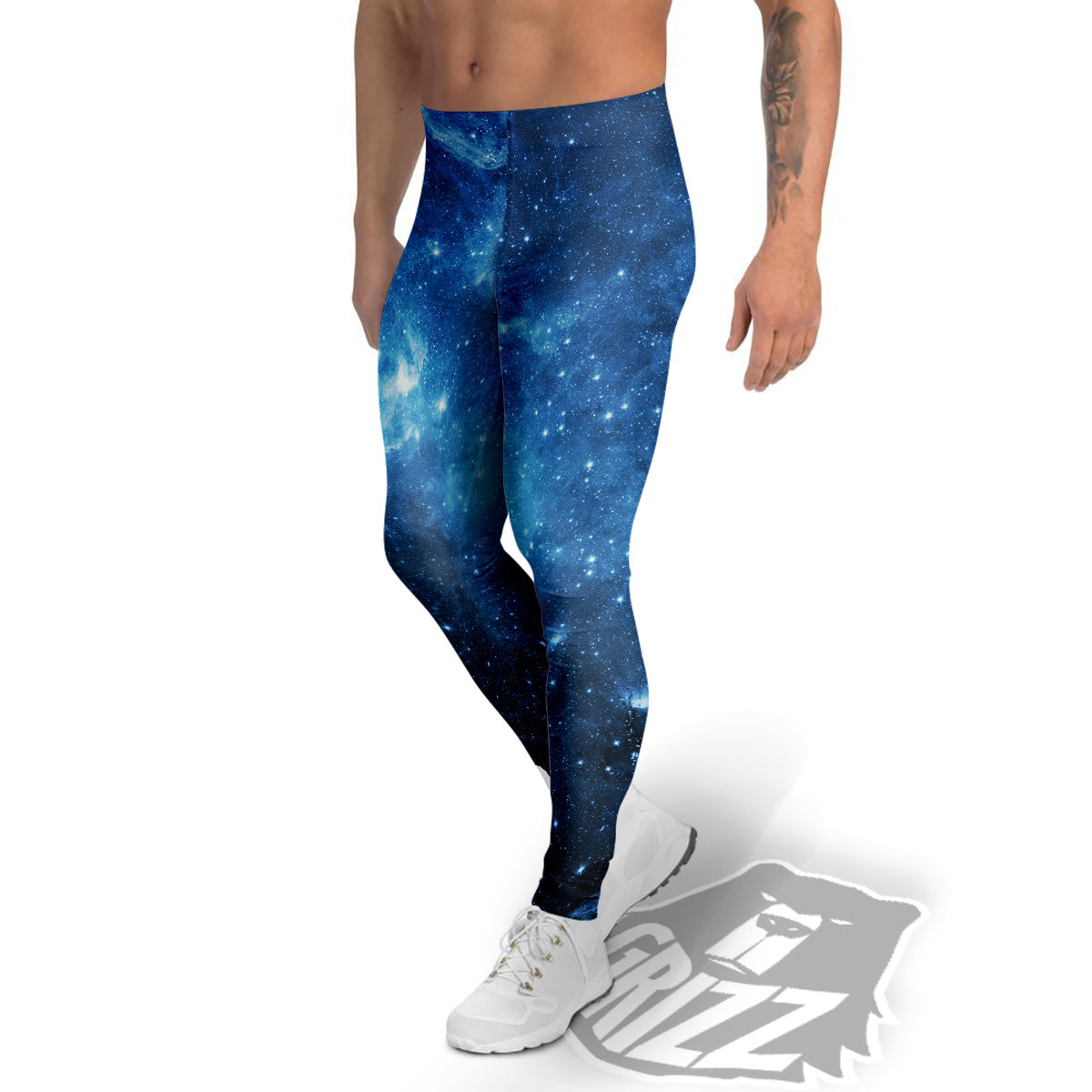 Nebula Galaxy Space Blue Light Print Men's Leggings-grizzshop
