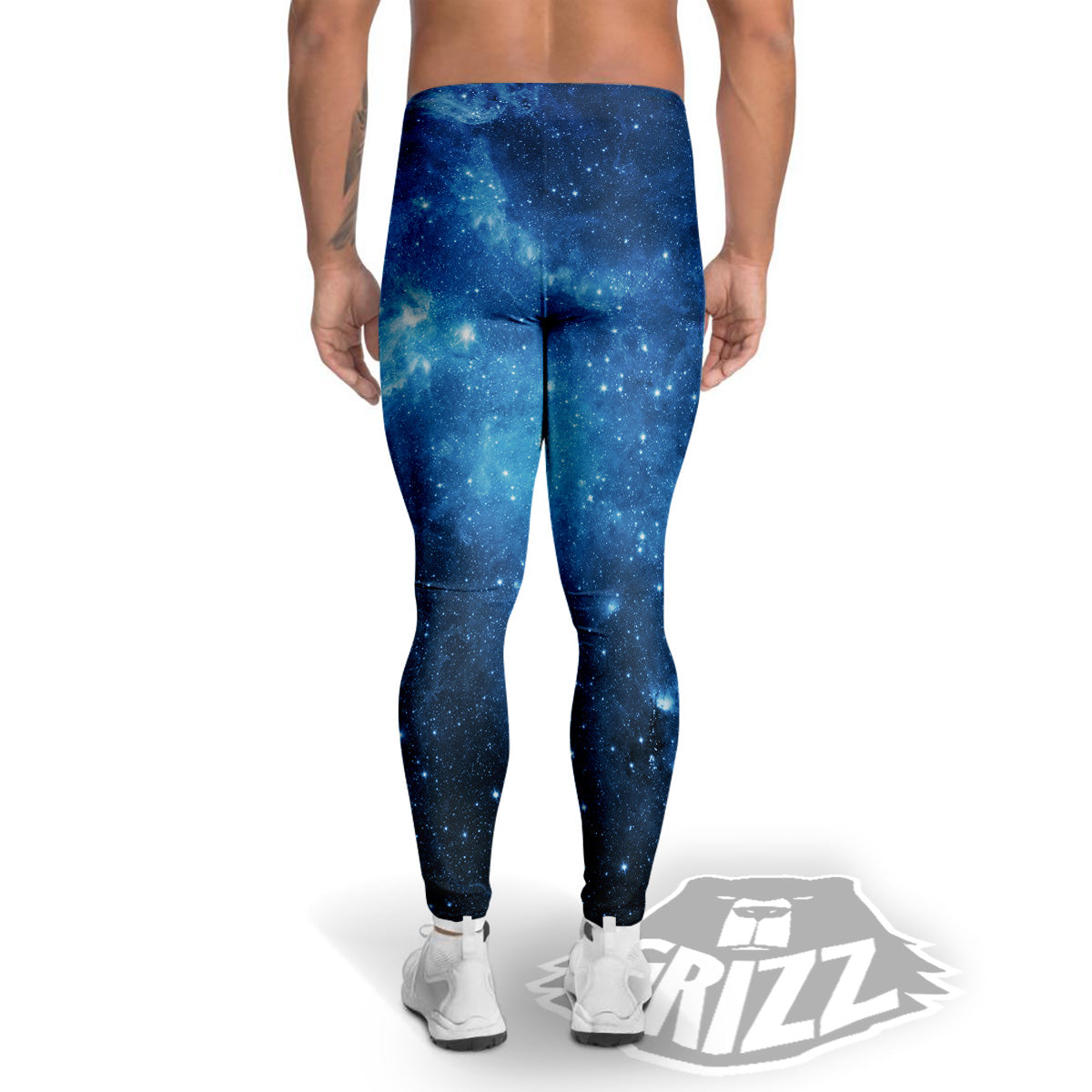 Nebula Galaxy Space Blue Light Print Men's Leggings-grizzshop