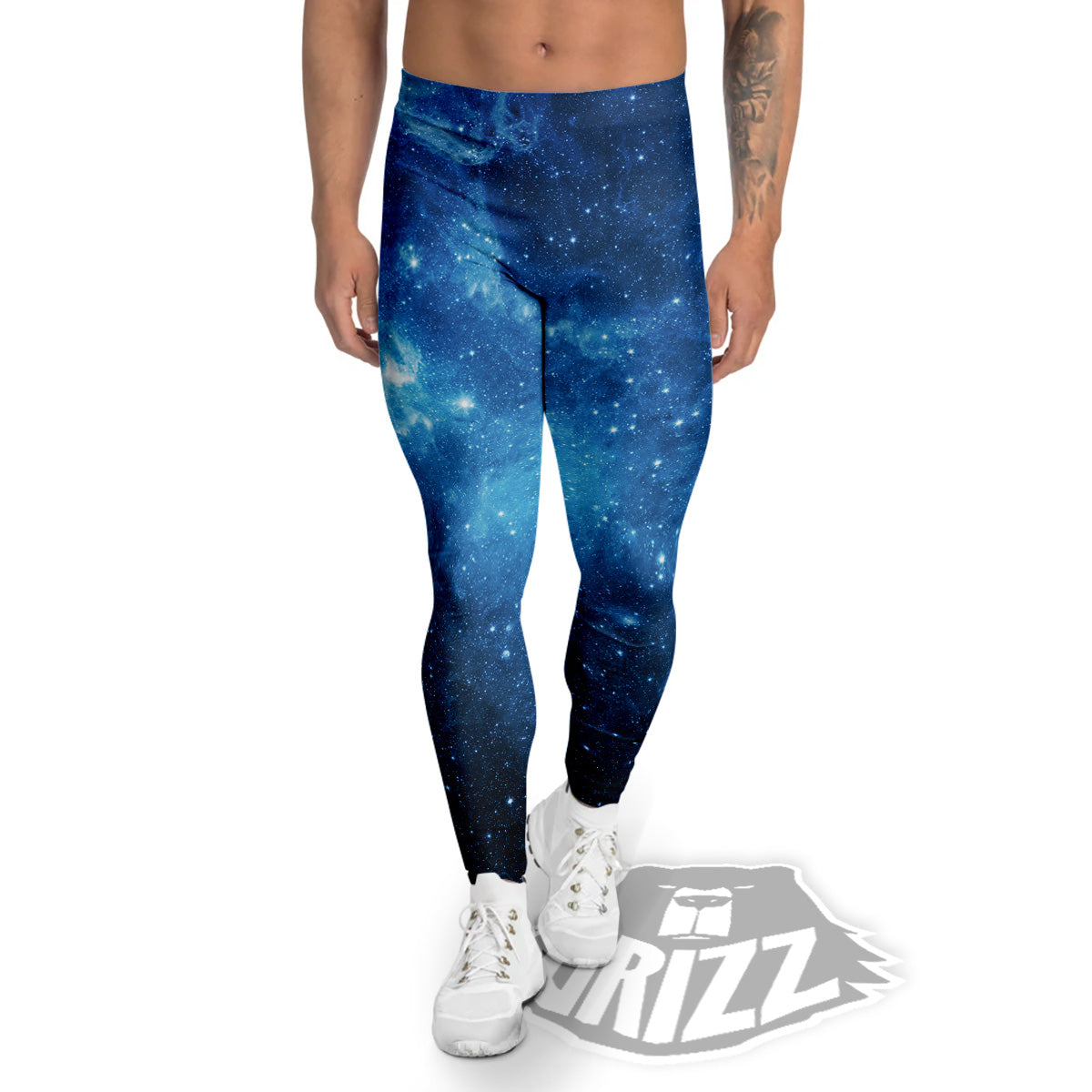 Nebula Galaxy Space Blue Light Print Men's Leggings-grizzshop