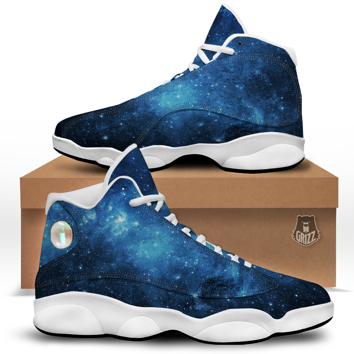Nebula Galaxy Space Blue Light Print Basketball Shoes