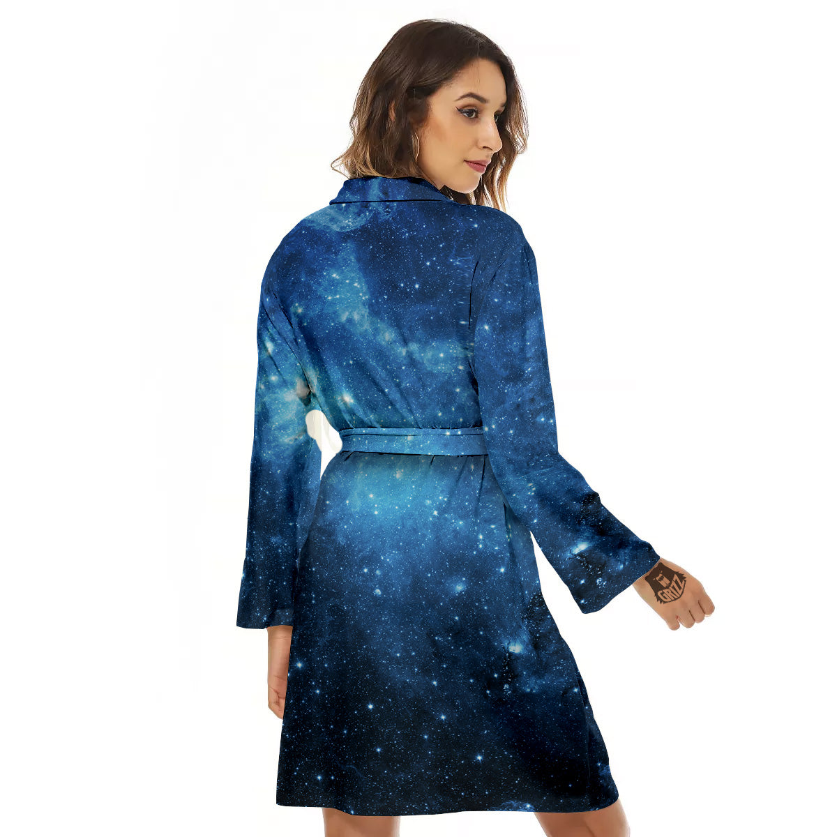 Nebula Galaxy Space Blue Light Print Women's Robe-grizzshop