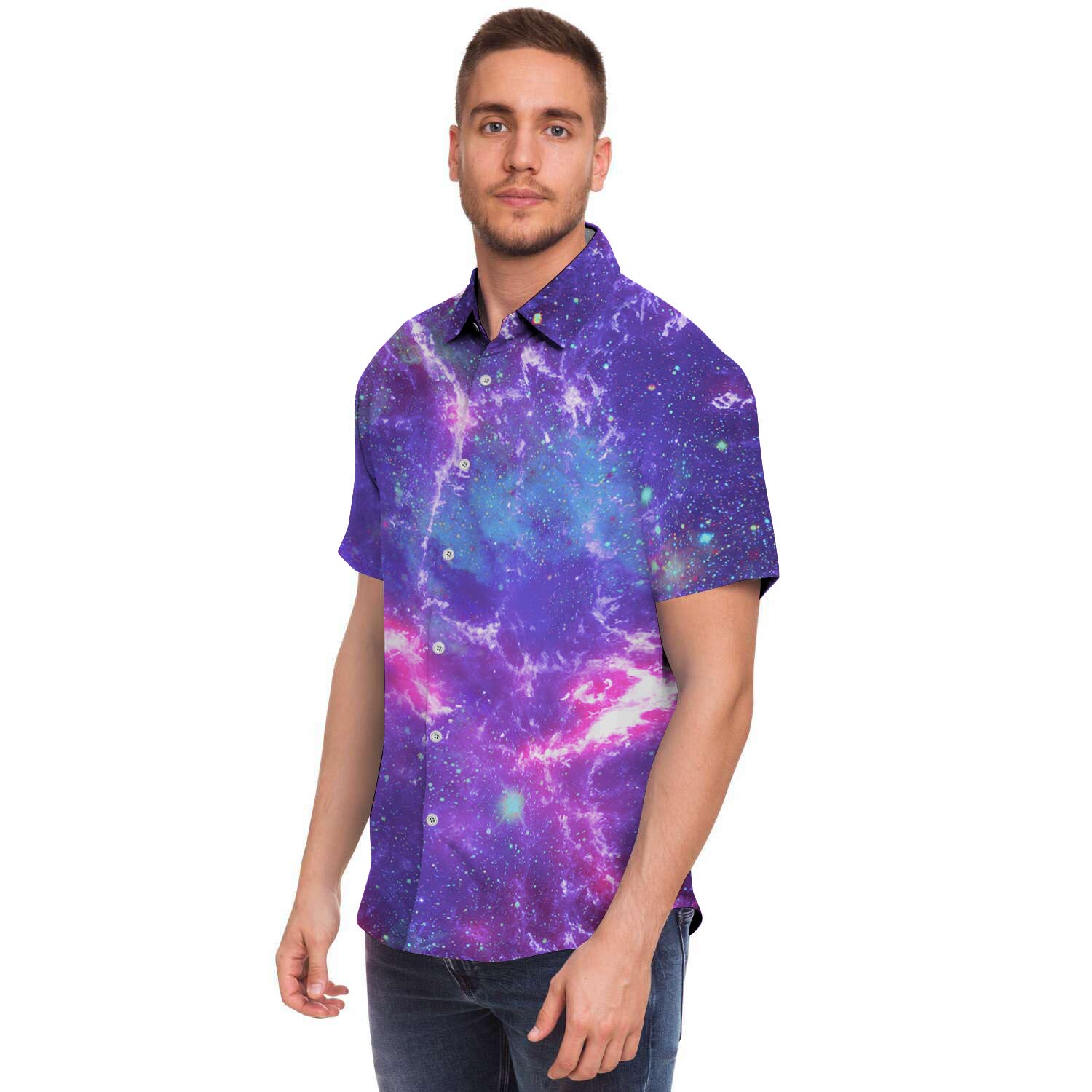 Nebula Galaxy Space Men's Short Sleeve Shirt-grizzshop