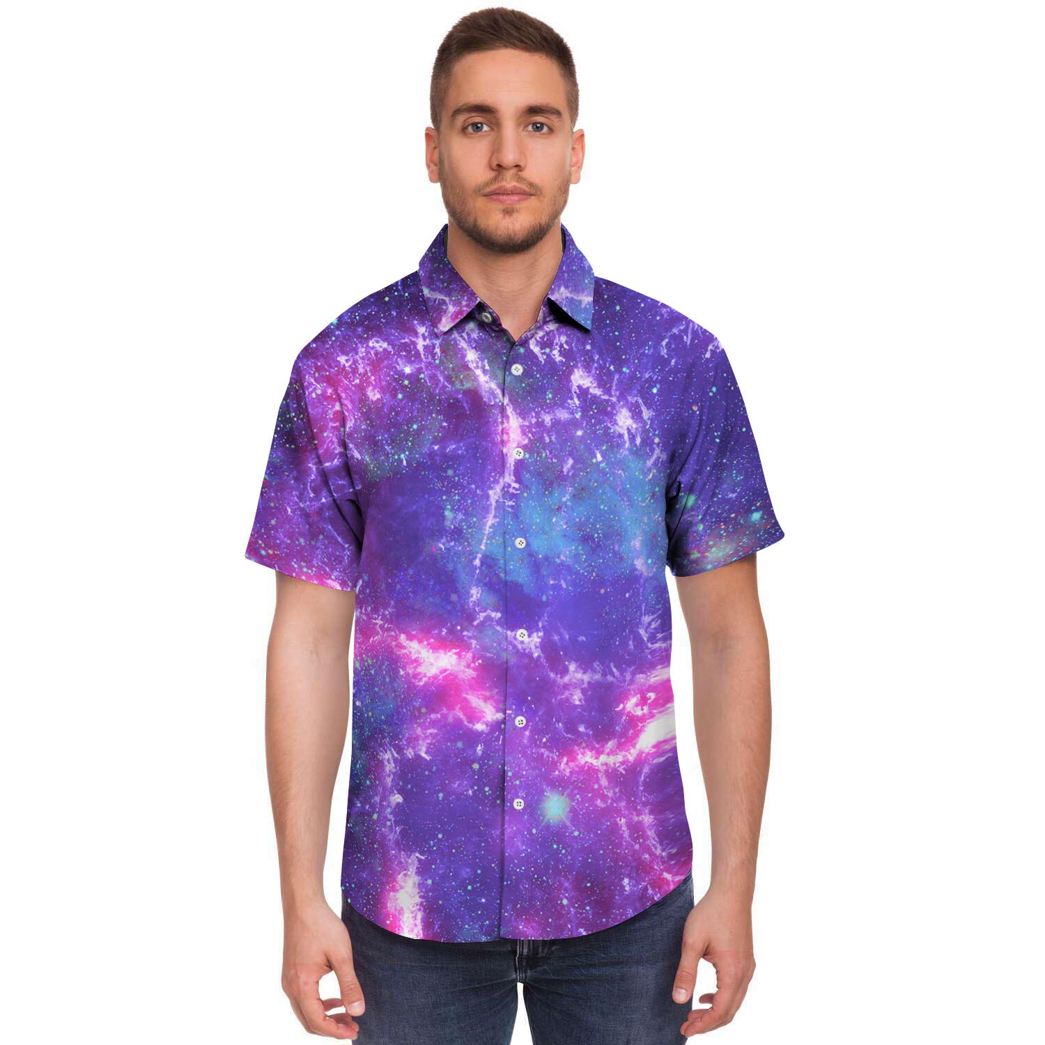 Nebula Galaxy Space Men's Short Sleeve Shirt-grizzshop