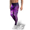 Nebula Galaxy Space Purple Stars Print Men's Leggings-grizzshop