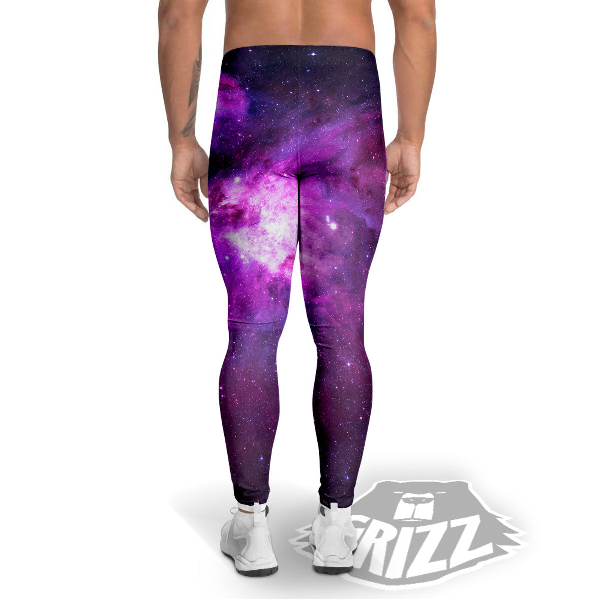 Nebula Galaxy Space Purple Stars Print Men's Leggings-grizzshop