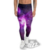 Nebula Galaxy Space Purple Stars Print Men's Leggings-grizzshop