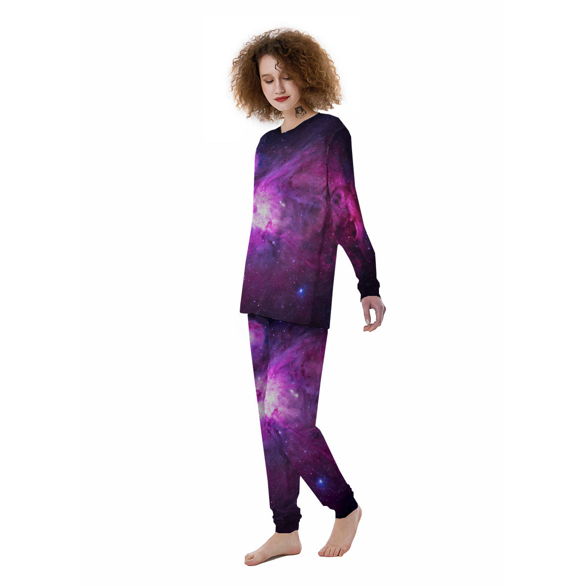 Nebula Galaxy Space Purple Stars Print Women's Pajamas-grizzshop