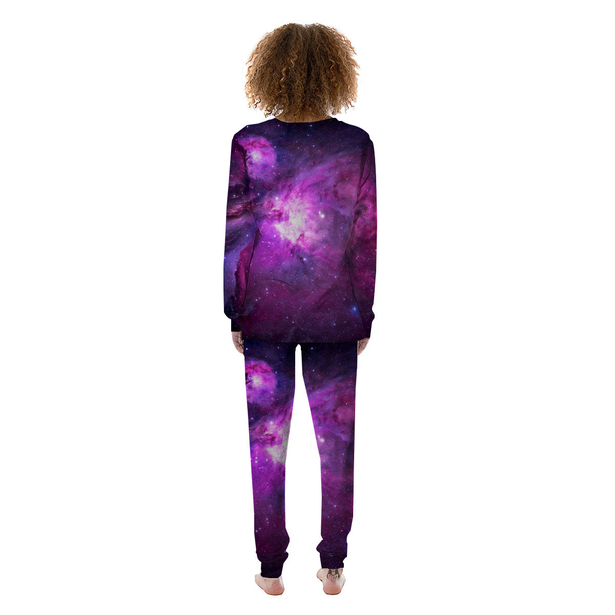 Nebula Galaxy Space Purple Stars Print Women's Pajamas-grizzshop