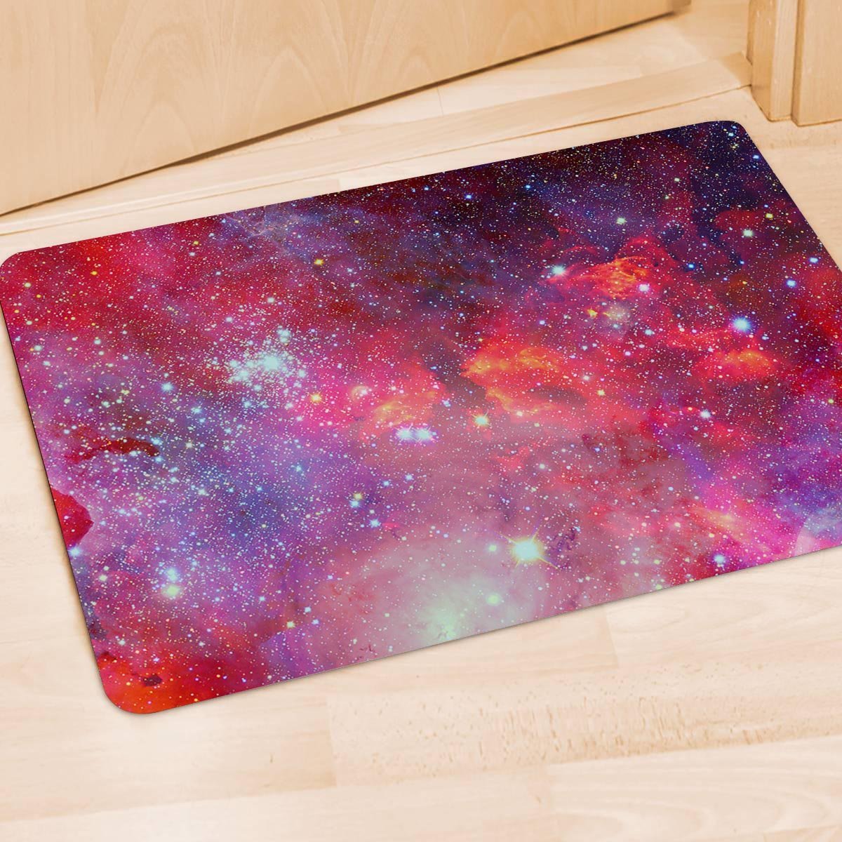 Nebula Red Galaxy Space Door Mat-grizzshop