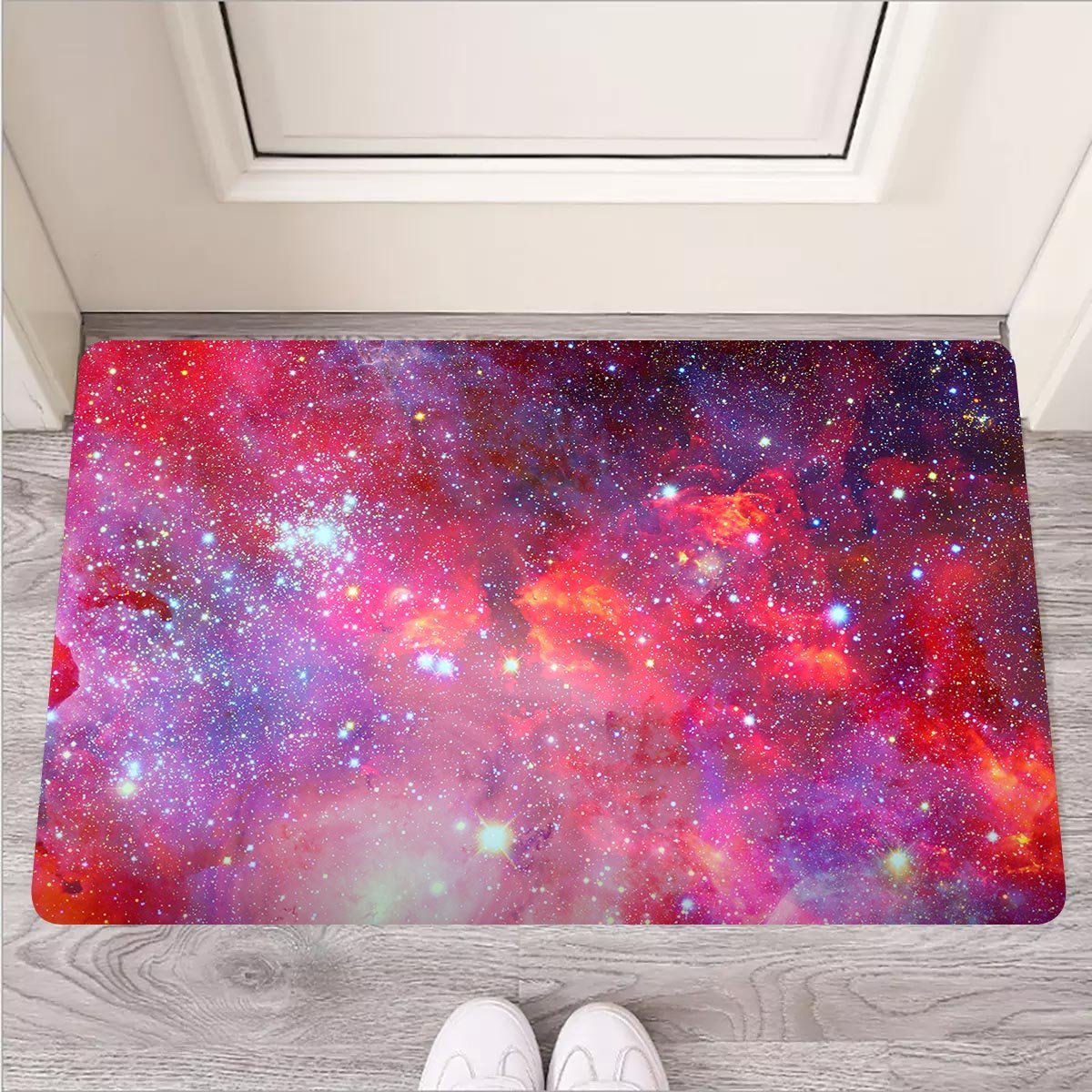 Nebula Red Galaxy Space Door Mat-grizzshop