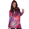 Nebula Red Galaxy Space Hoodie Dress-grizzshop