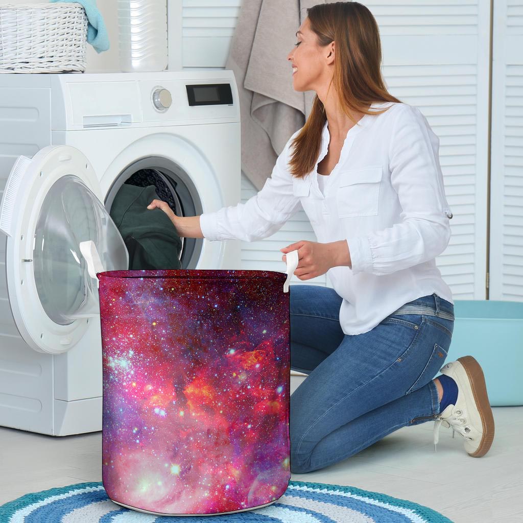 Nebula Red Galaxy Space Laundry Basket-grizzshop