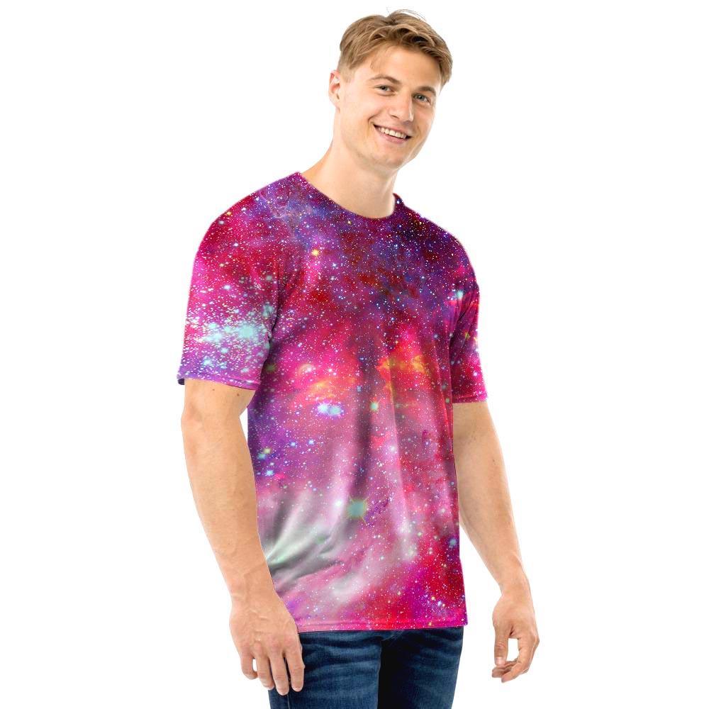 Nebula Red Galaxy Space Men T Shirt-grizzshop