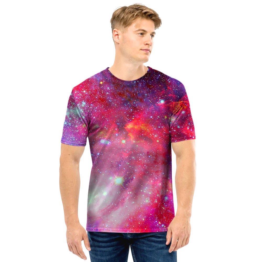 Nebula Red Galaxy Space Men T Shirt-grizzshop