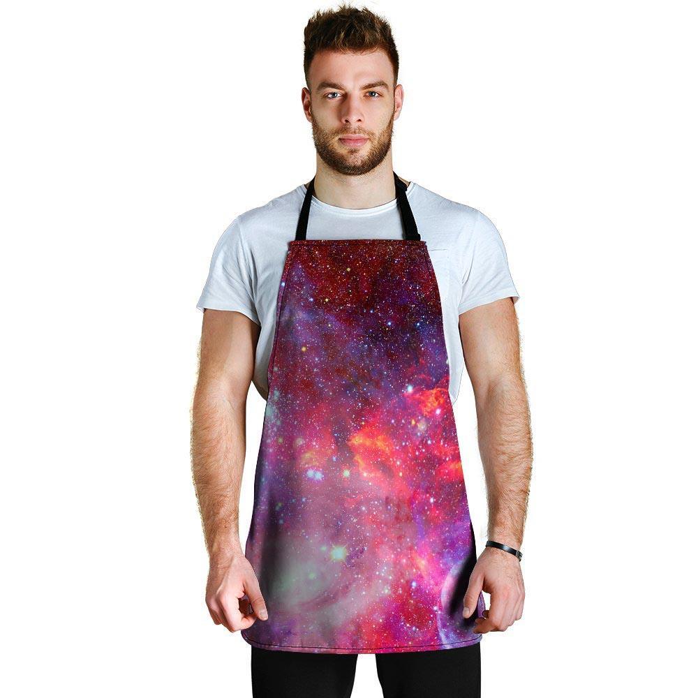 Nebula Red Galaxy Space Men's Apron-grizzshop