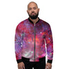 Nebula Red Galaxy Space Men's Bomber Jacket-grizzshop