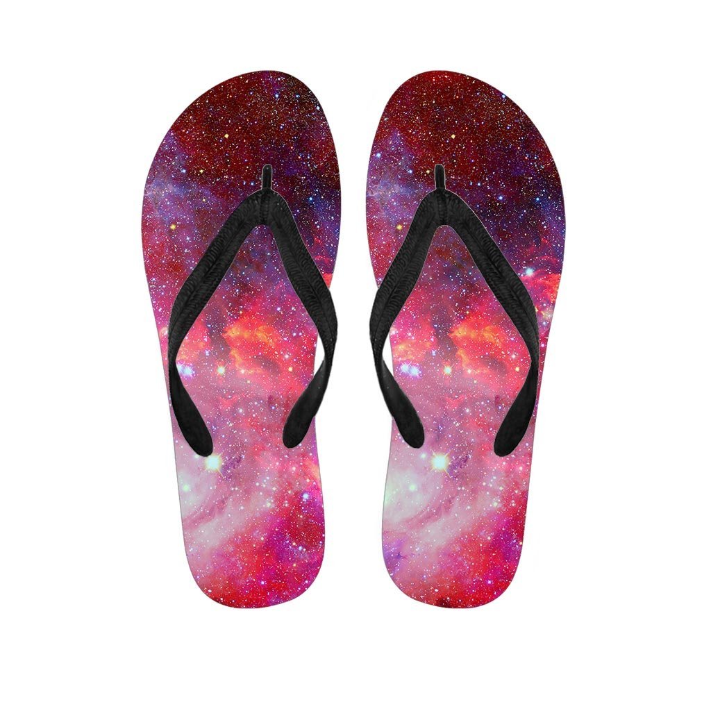 Nebula Red Galaxy Space Men's Flip Flops-grizzshop