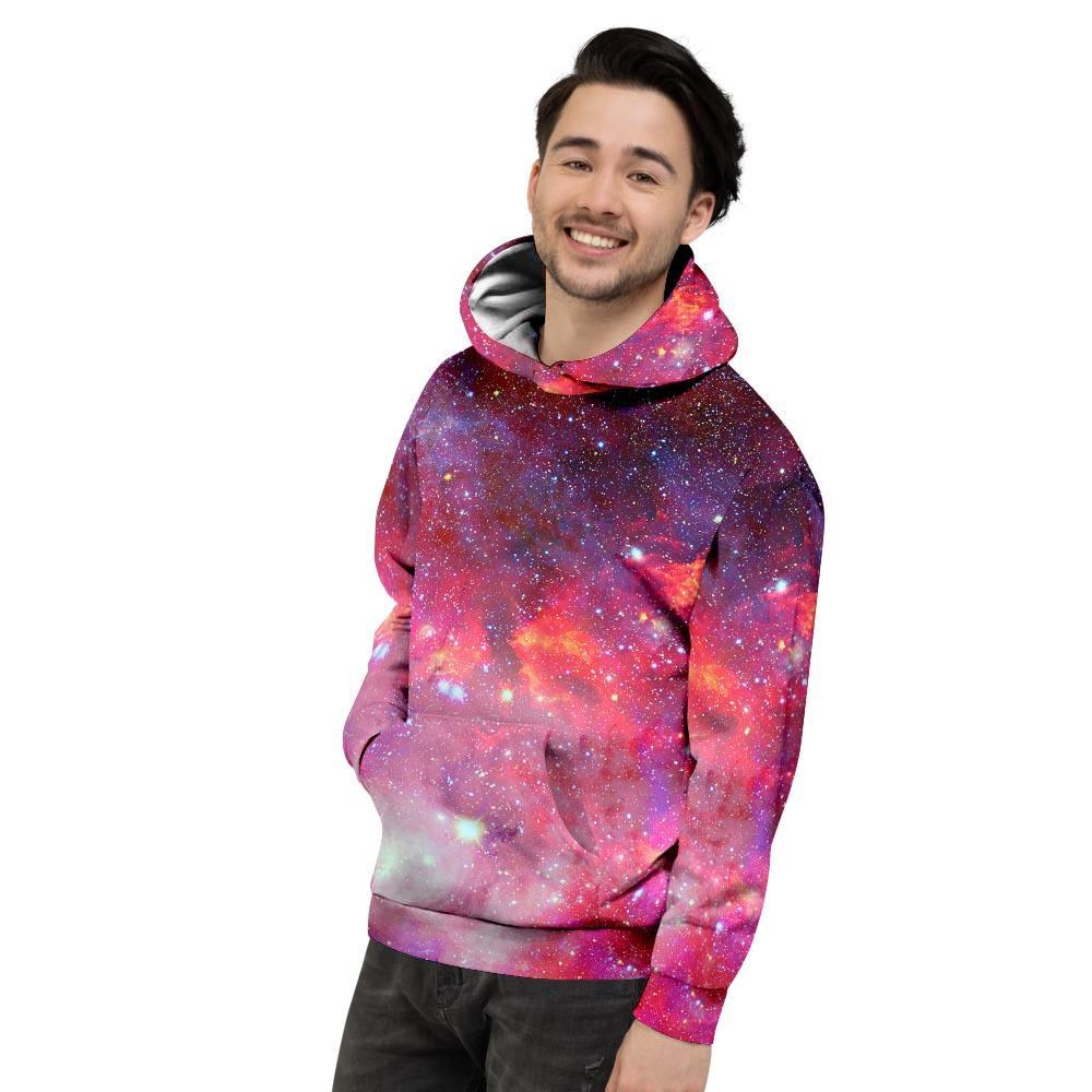 Nebula Red Galaxy Space Men's Hoodie-grizzshop