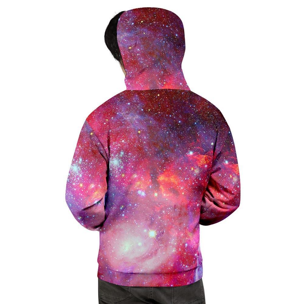 Nebula Red Galaxy Space Men's Hoodie-grizzshop
