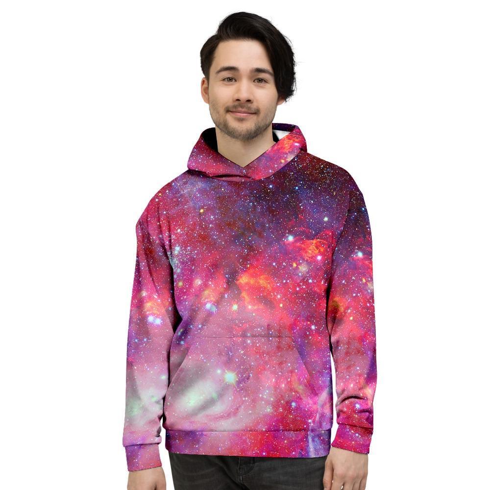 Nebula Red Galaxy Space Men's Hoodie-grizzshop