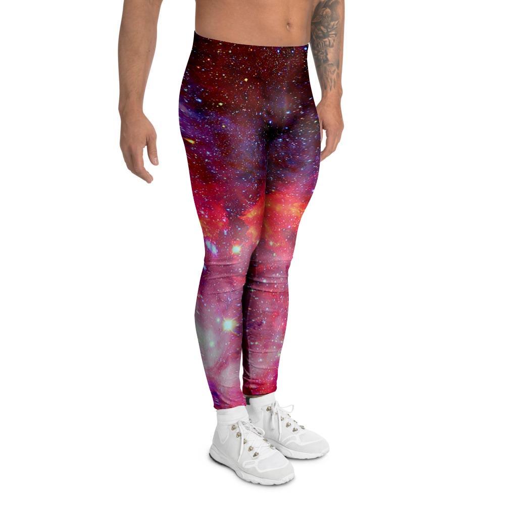 Nebula Red Galaxy Space Men's Leggings-grizzshop