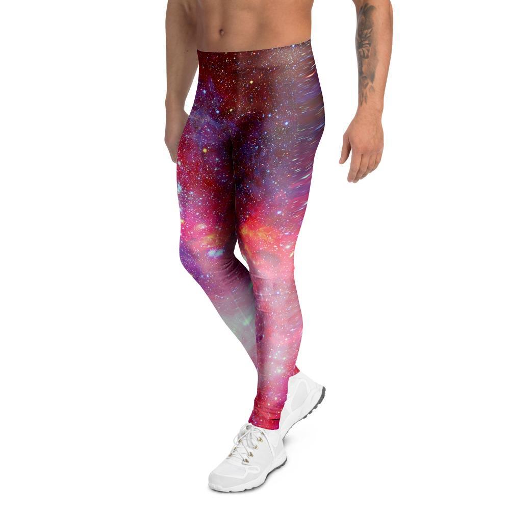 Nebula Red Galaxy Space Men's Leggings-grizzshop