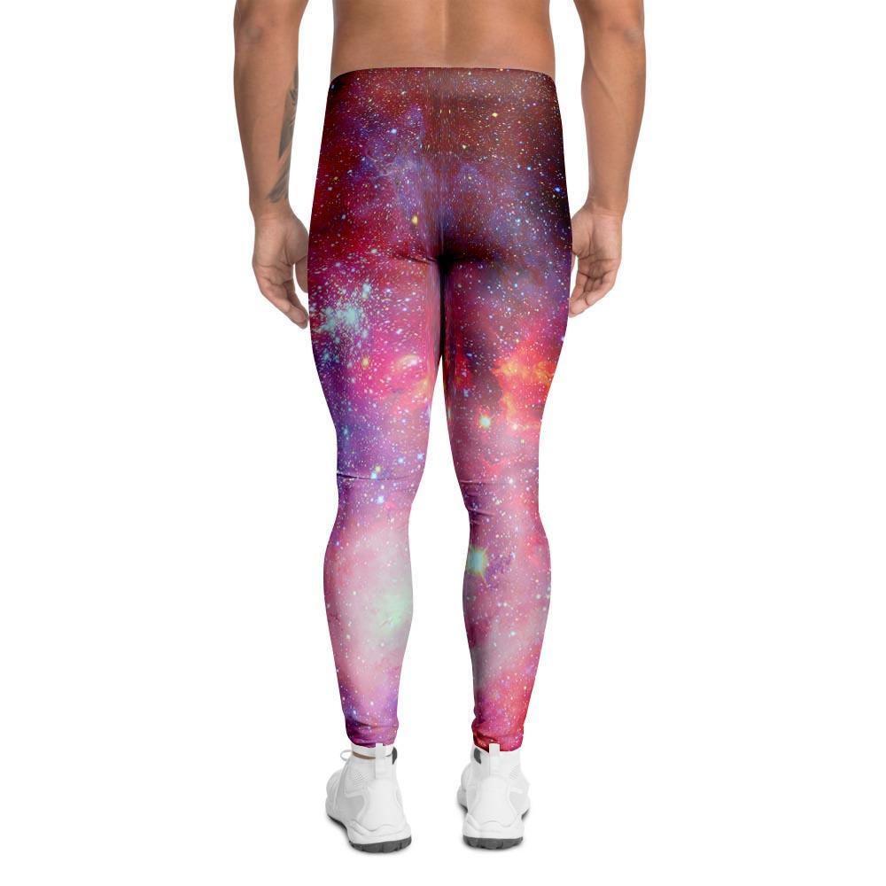 Nebula Red Galaxy Space Men's Leggings-grizzshop