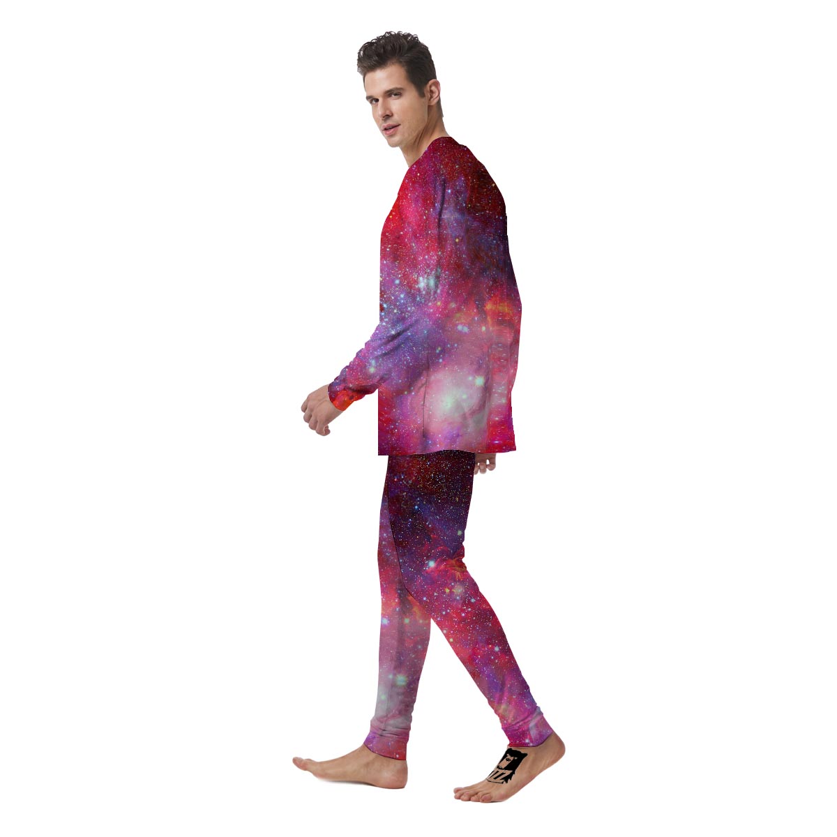 Nebula Red Galaxy Space Men's Pajamas-grizzshop