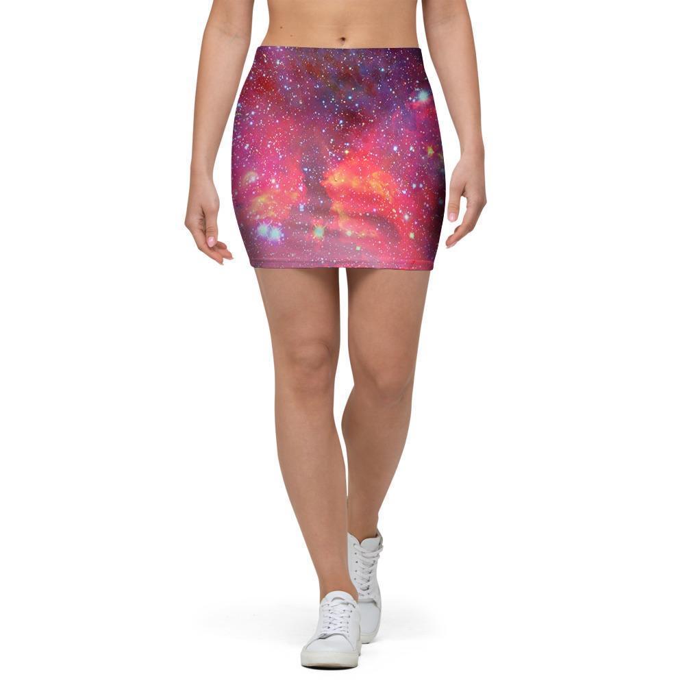 Nebula Red Galaxy Space Mini Skirt-grizzshop