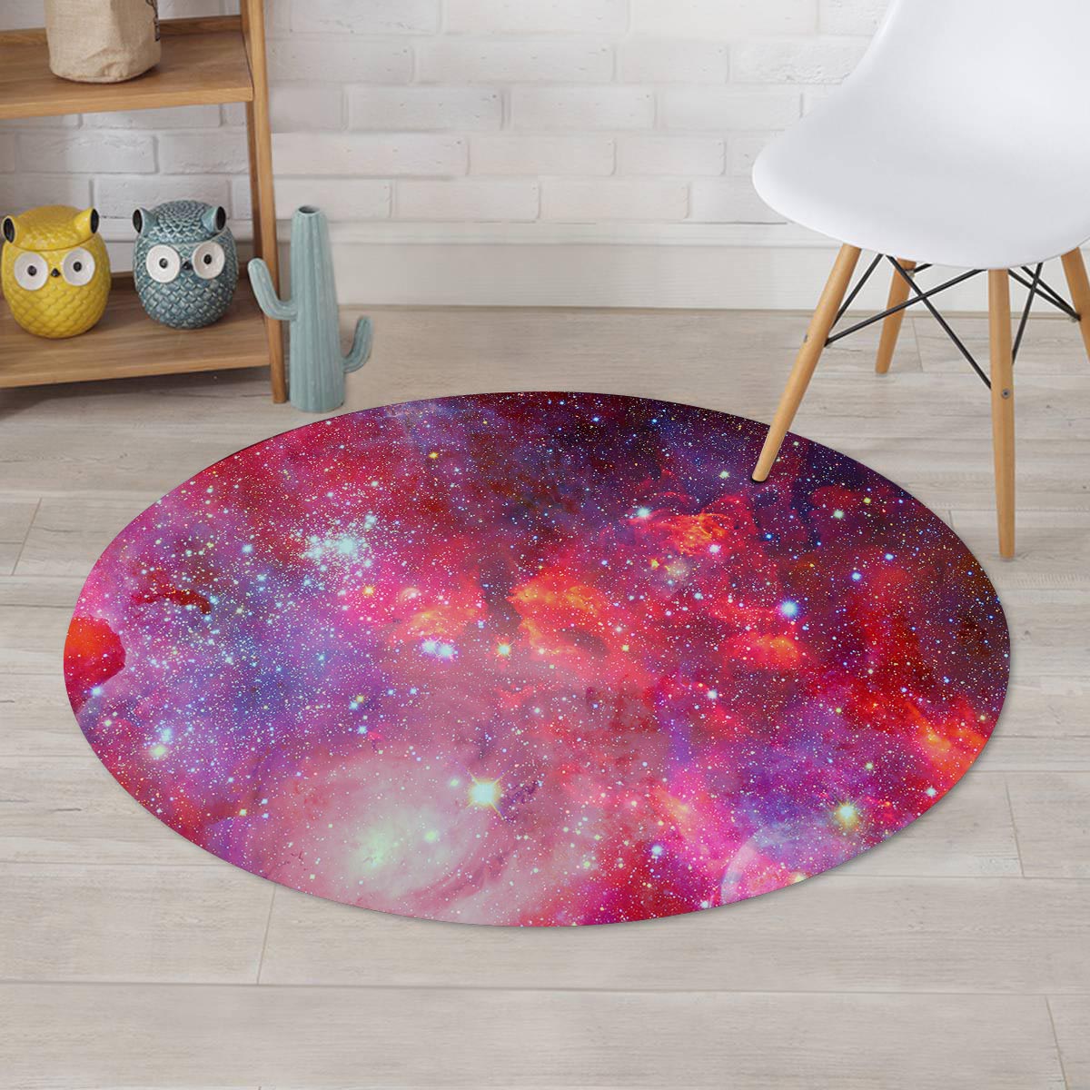 Nebula Red Galaxy Space Round Rug-grizzshop