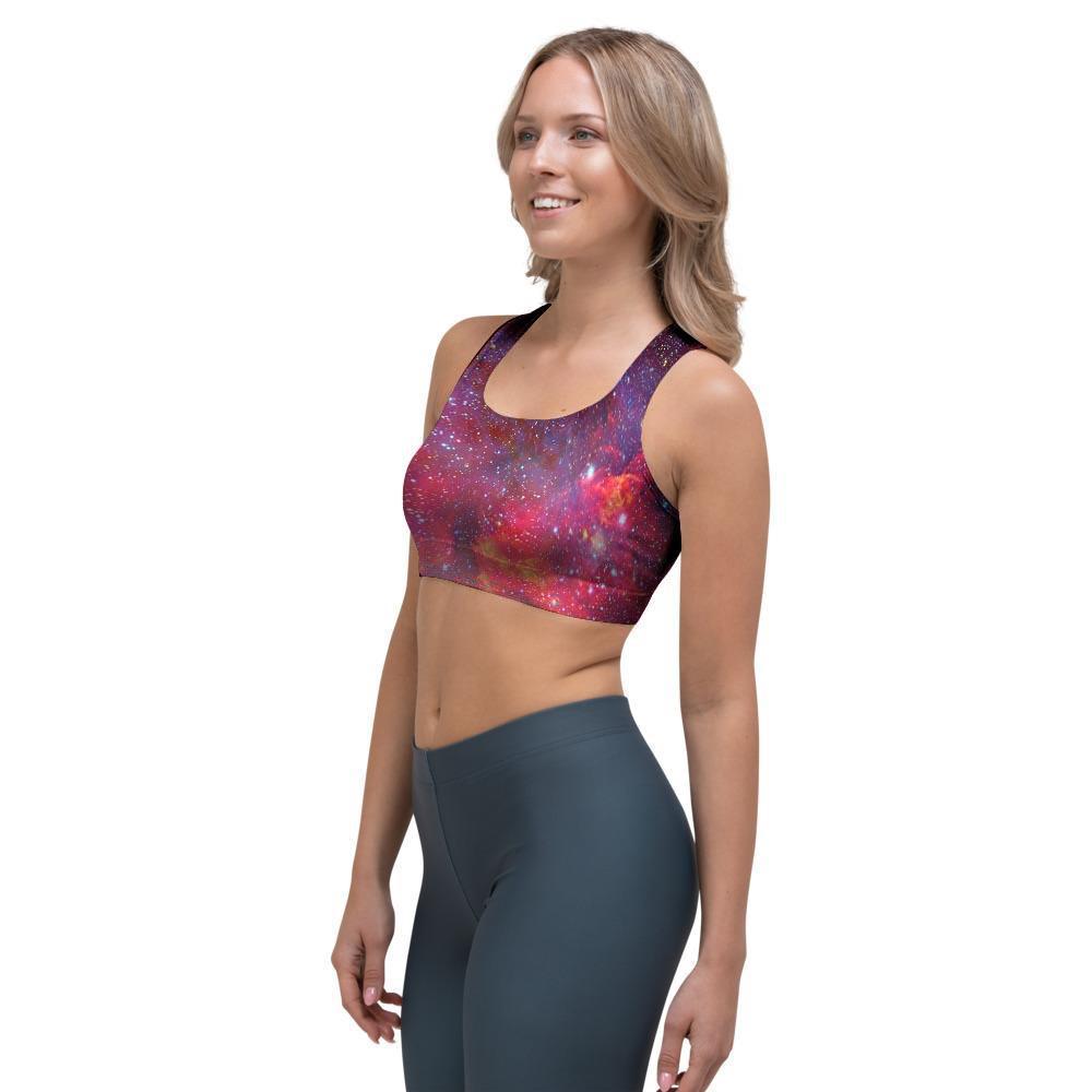 Nebula Red Galaxy Space Sports Bra-grizzshop