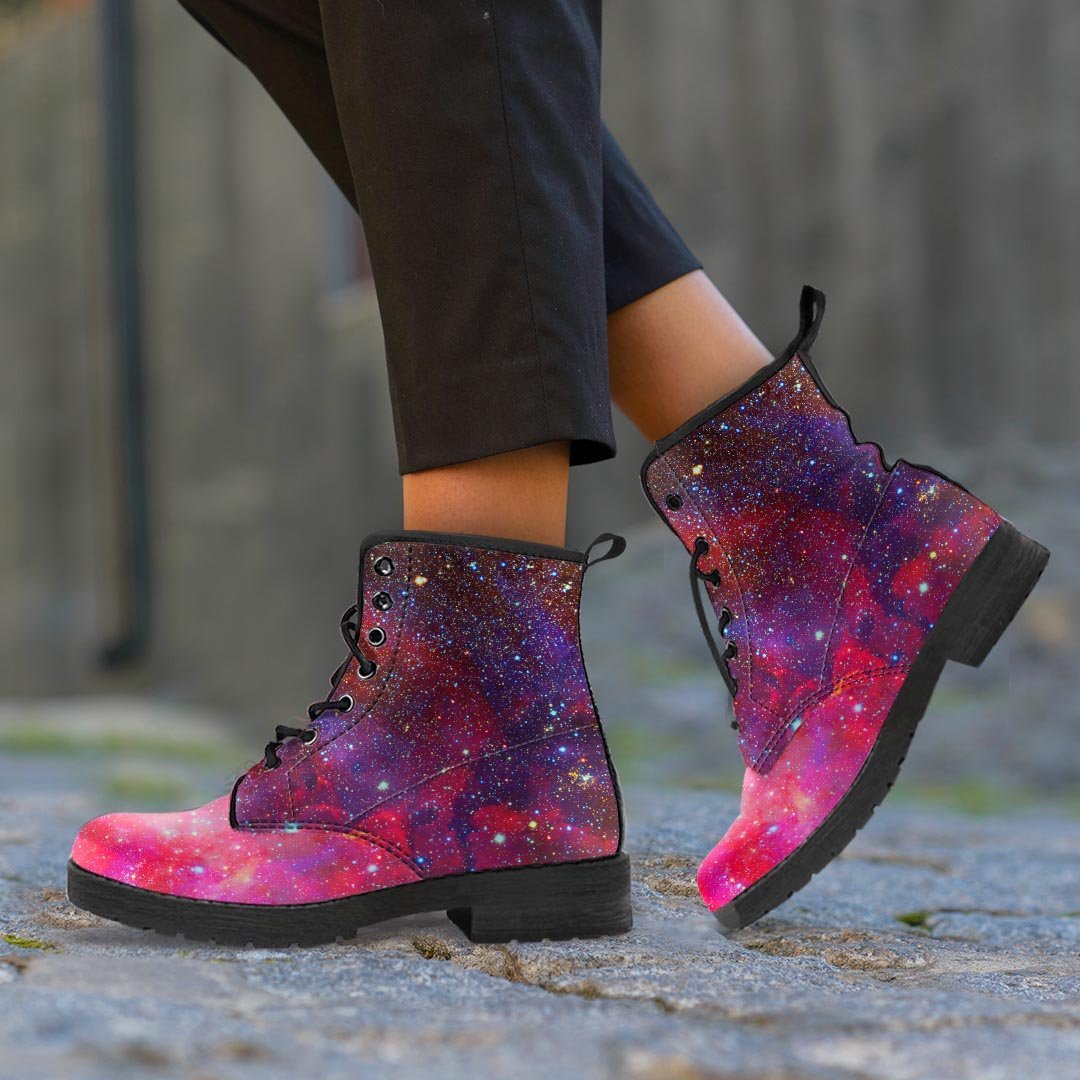 Nebula Red Galaxy Space Women's Boots-grizzshop