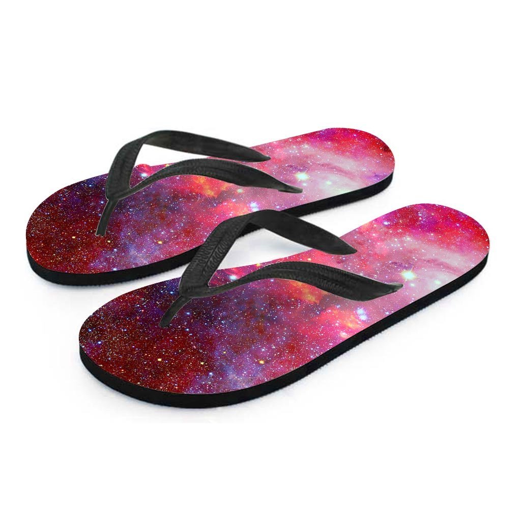 Nebula Red Galaxy Space Women's Flip Flops-grizzshop