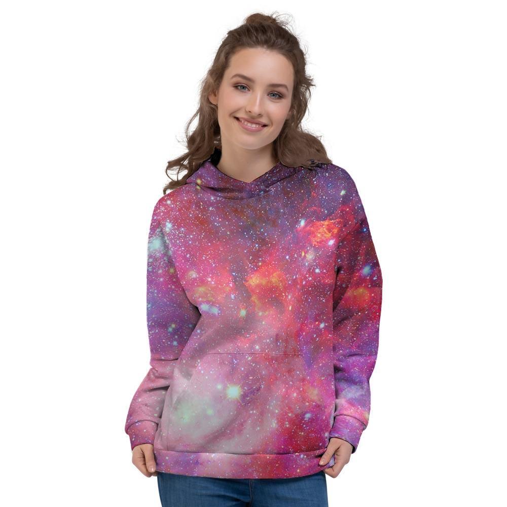 Nebula Red Galaxy Space Women's Hoodie-grizzshop