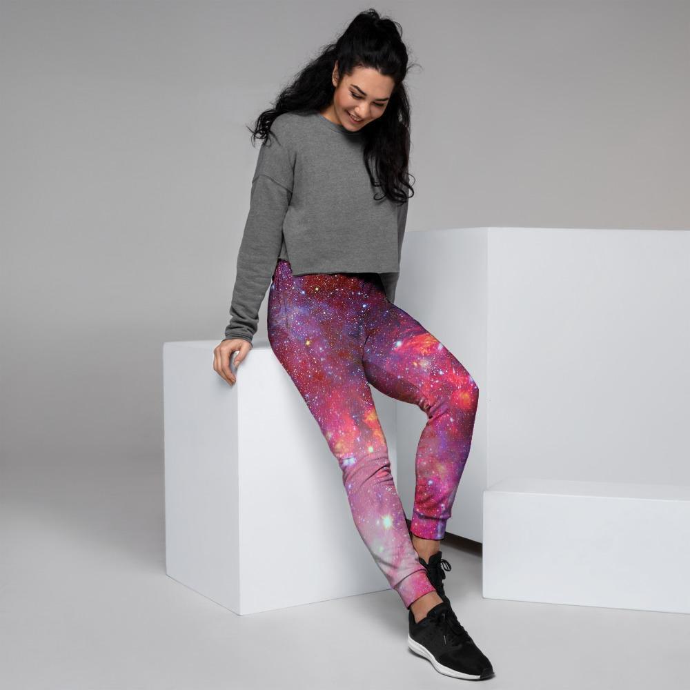 Nebula Red Galaxy Space Women's Joggers-grizzshop