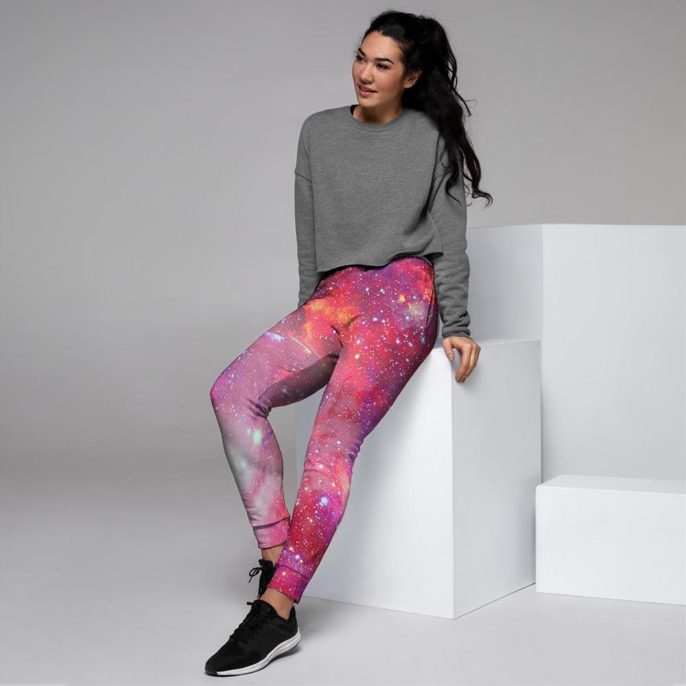 Nebula Red Galaxy Space Women's Joggers-grizzshop