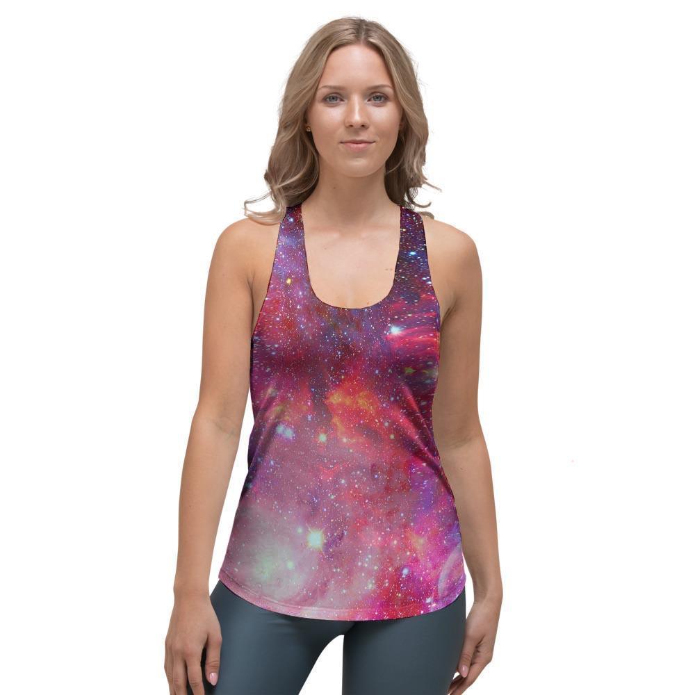 Nebula Red Galaxy Space Women's Racerback Tank Top-grizzshop