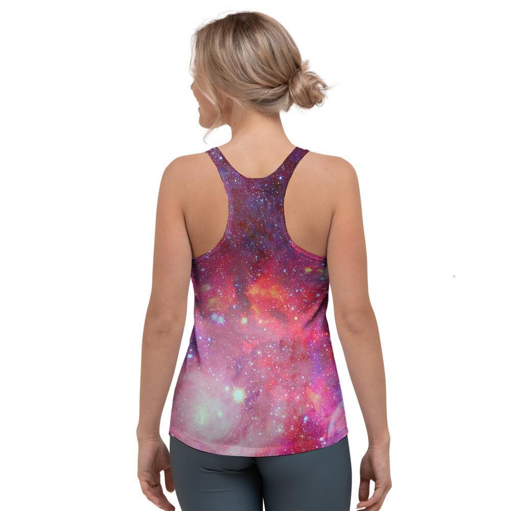 Nebula Red Galaxy Space Women's Racerback Tank Top-grizzshop