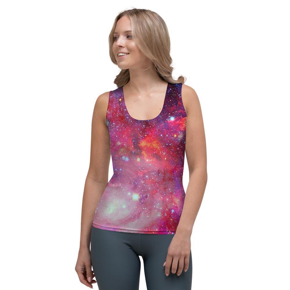 Nebula Red Galaxy Space Women's Tank Top-grizzshop