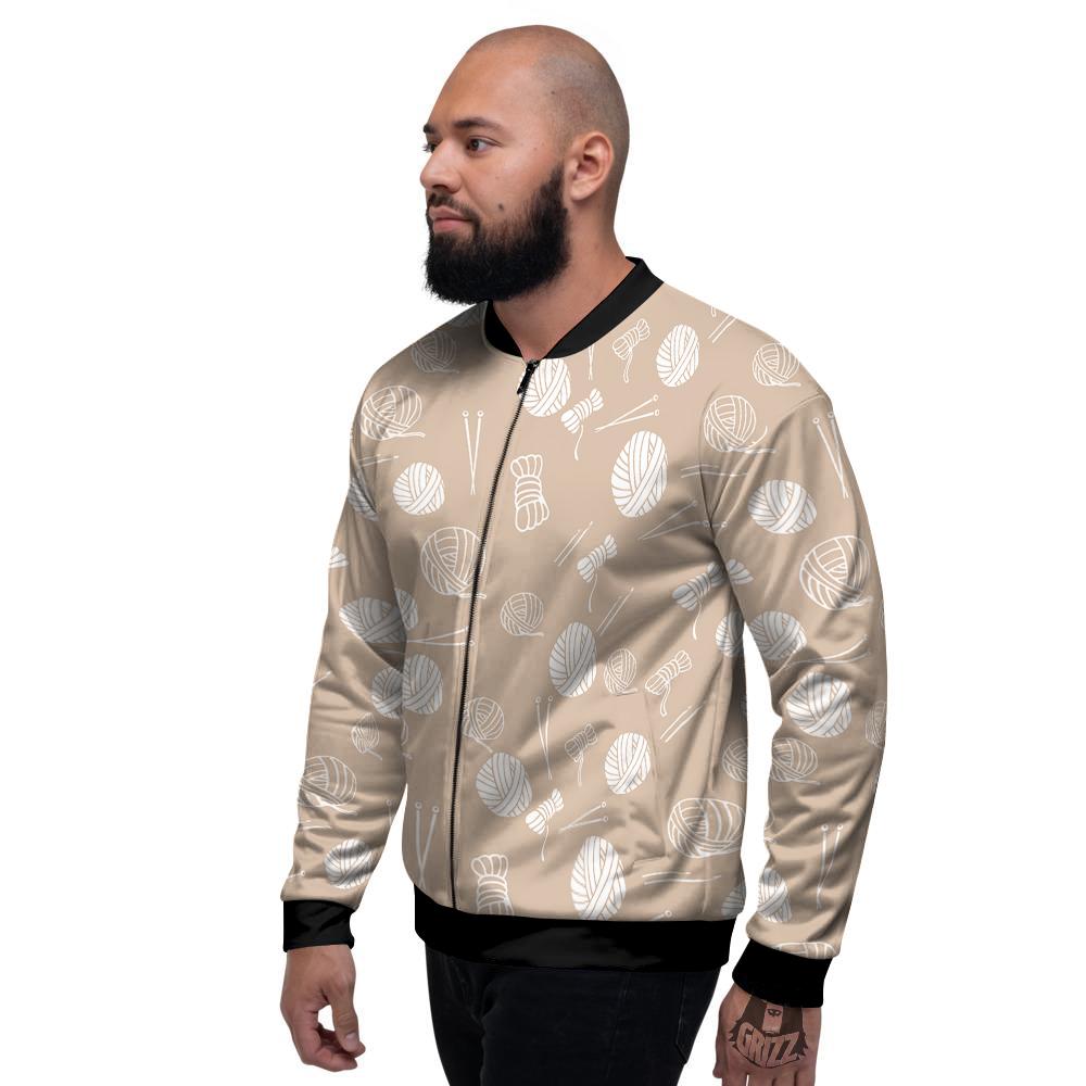 Needle And Yarn Print Pattern Men's Bomber Jacket-grizzshop