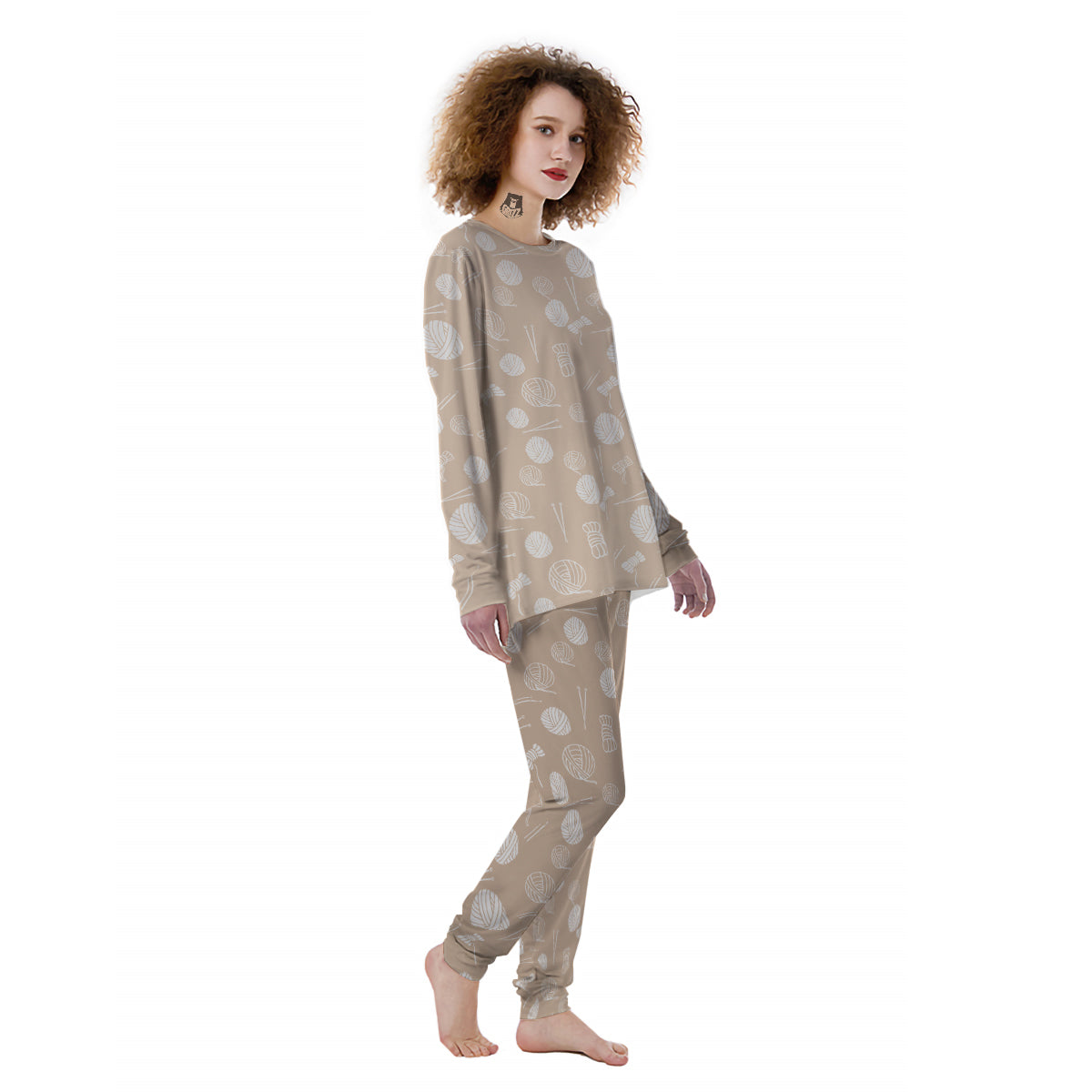 Needle And Yarn Print Pattern Women's Pajamas-grizzshop