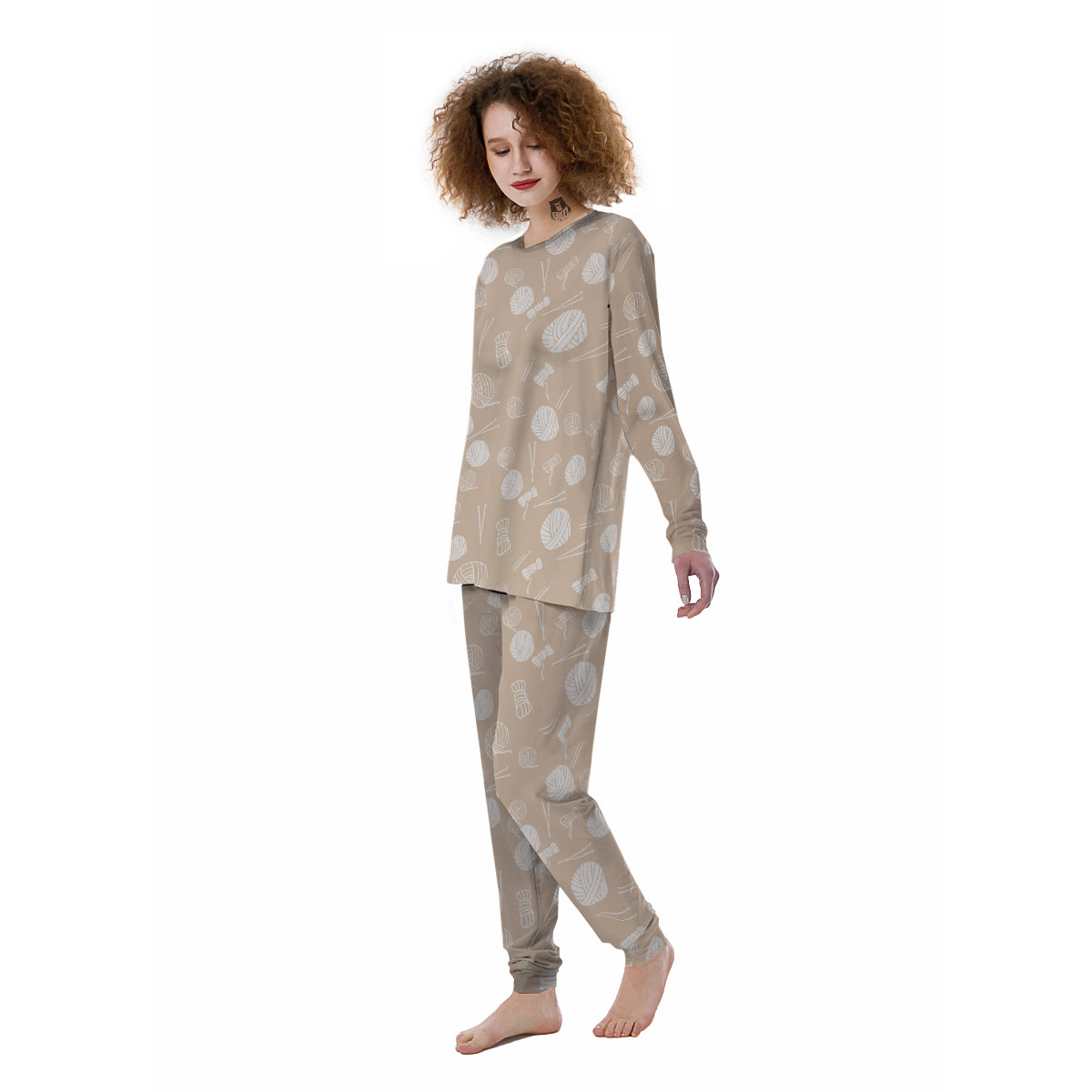 Needle And Yarn Print Pattern Women's Pajamas-grizzshop